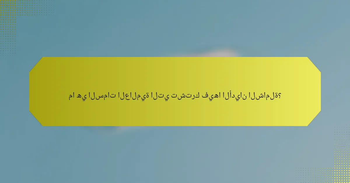 ما هي السمات العالمية التي تشترك فيها الأديان الشاملة؟